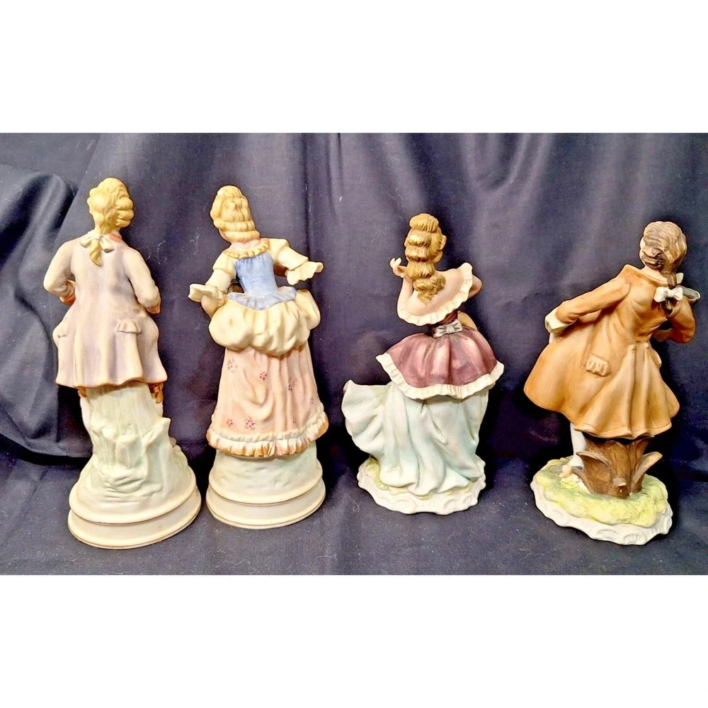 4 Vintage 1950s Victorian figurines 2 are Lefton 8